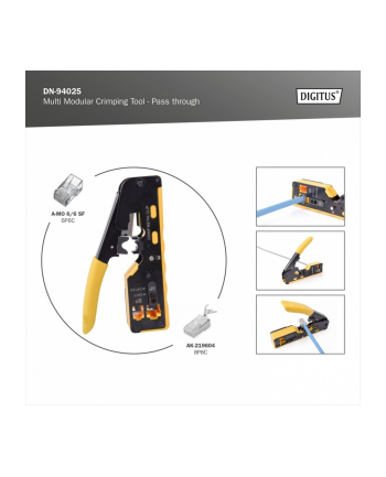 DIGITUS Multi Modular Crimping Tool Pass through Suitable for 6P 8P CAT 6 EZ 8P8C Plug