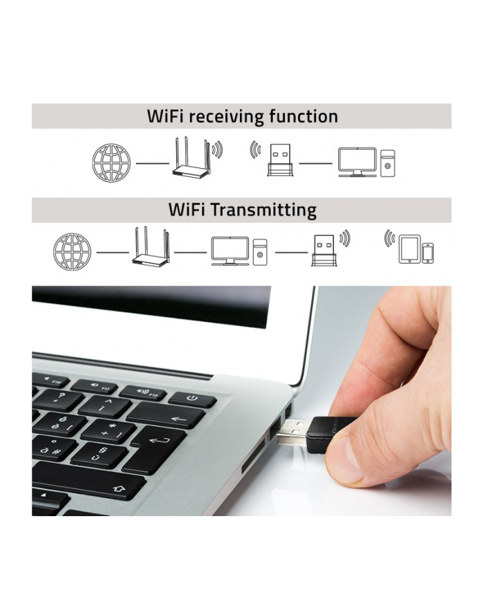 qoltec Adapter bezprzewodowy Ultra szybki DUAL mini WiFi  2 x 2dBi       Standard AC | 1300Mbps główny