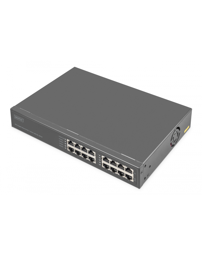 DIGITUS Gigabit Ethernet PoE+ Injector Hub 802.3bt 8- Port Power PoE Power Budget 250W główny