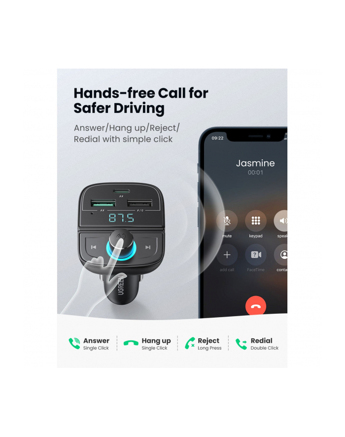 Ugreen Transmiter Fm Cd229, Bluetooth 5.0, Usb Qc 3.0, C Pd, Microsd główny