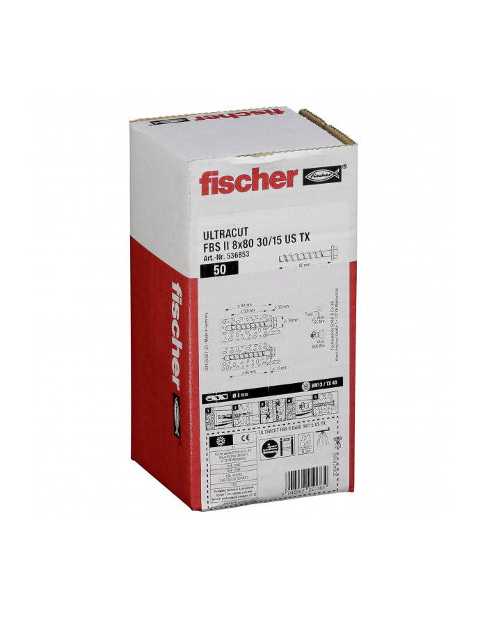 Fischer Ultracut Fbs II Wkręty 8x80 30/15 Us Tx 50szt. 536853 główny