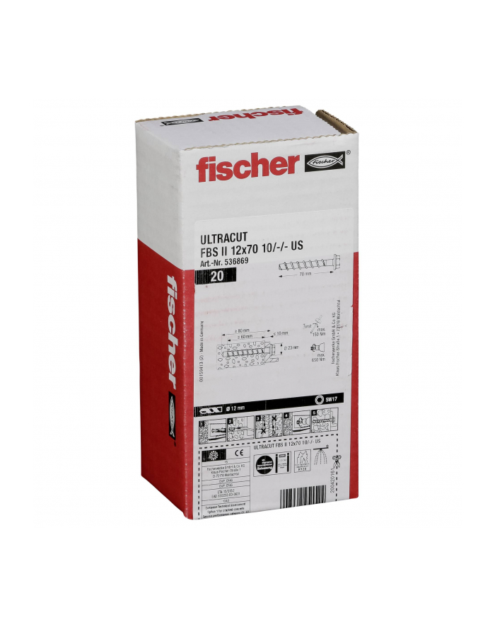 Fischer Ultracut Fbs II Wkręty 12x70 10/-/- Us 20szt. 536869 główny