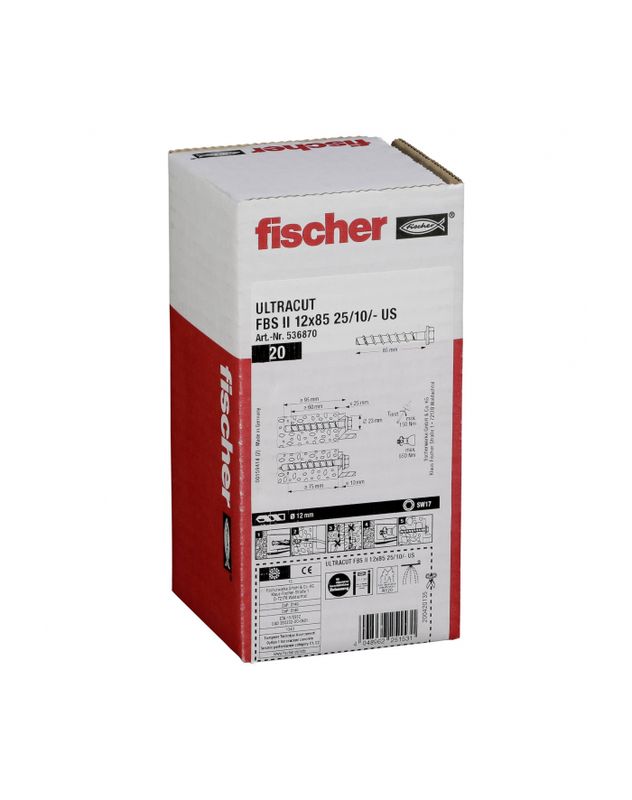 Fischer Ultracut Fbs II Wkręty 12x85 25/10/- Us 20szt. 536870 główny