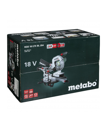 Akumulatorowa ukośnica Metabo KGS 18 LTX BL 254 z funkcją posuwu - 2 akumulatory LiHD 18V/8.0Ah