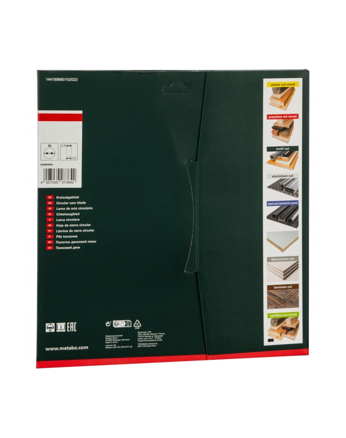 Metabo Tarcza do drewna HW/CT 305x30 56 zębów Metabo 628064000 główny