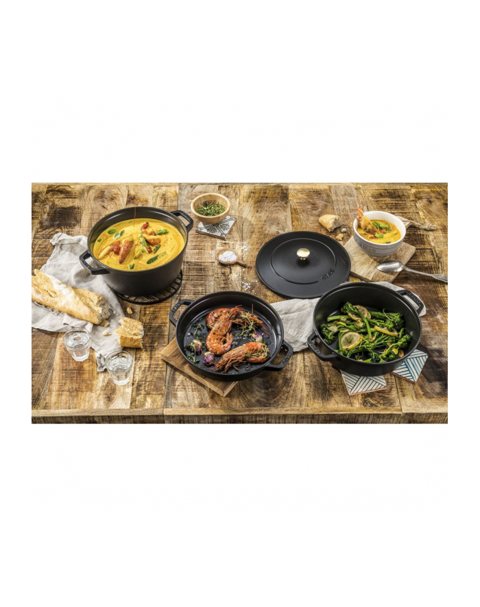 zwilling Zestaw 3 naczyń żeliwnych z pokrywką Staub - 24 cm, Czarny główny
