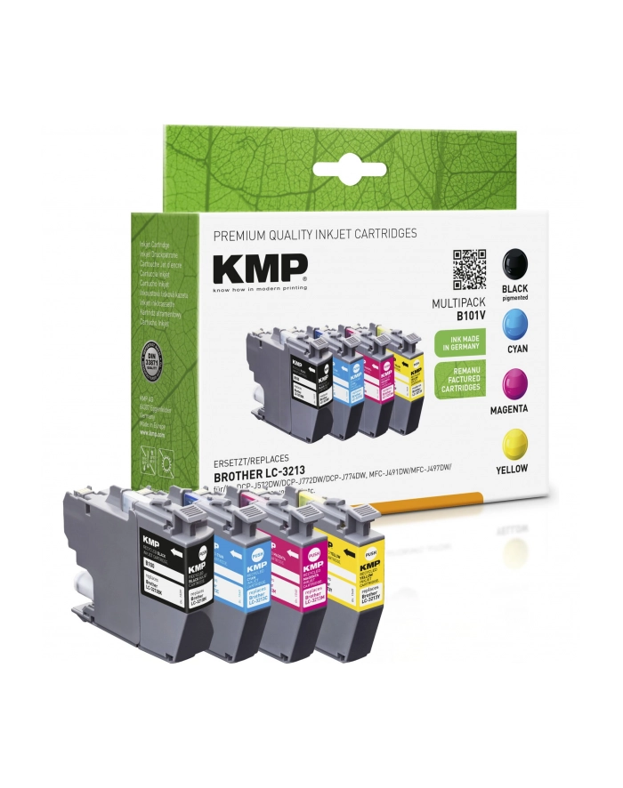 Kmp B101V - 4-pack black yellow cyan magenta compatible ink cartridge (alternative for: Brother LC3213BK LC3213C LC3213M (15394005) główny