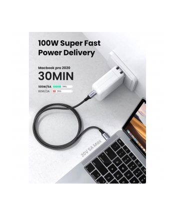 Ugreen Kabel Usb Kabel Przewód Usb Typ C - Usb Typ C 5 A 100 w Power Delivery Quick Charge 3.0 Fcp 480 Mbps 1 M Szary (70427 Us316) nr 1