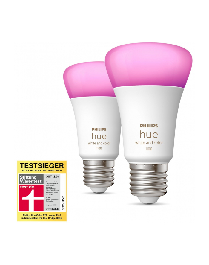 Philips Hue E27 double pack 2x800lm 75W - White ' Col. Amb. główny
