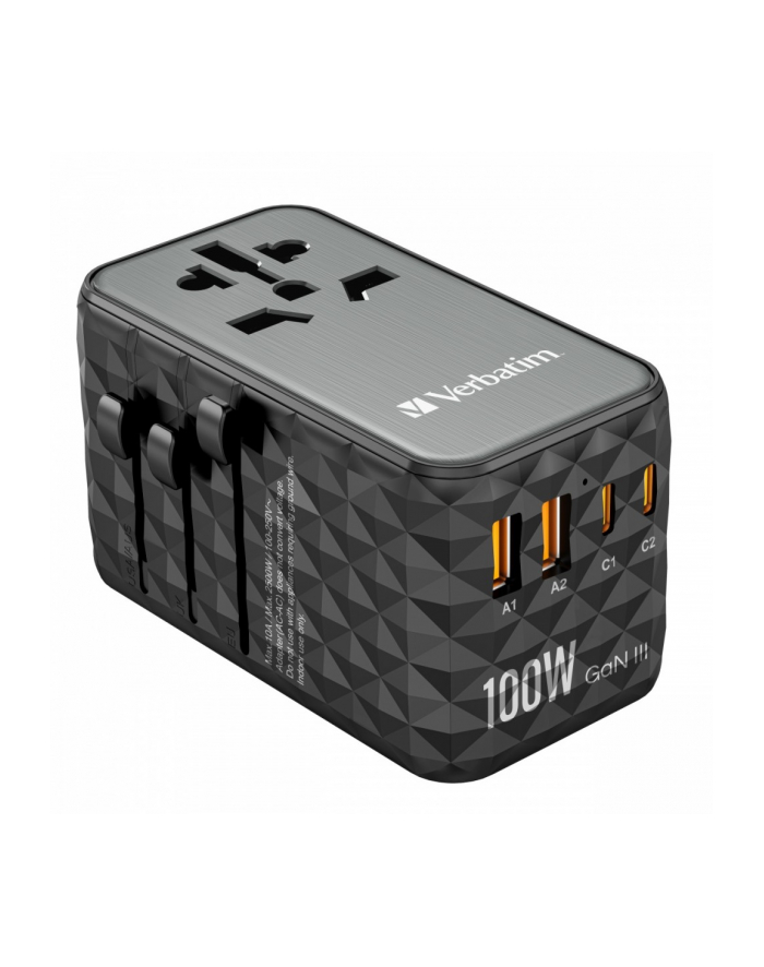 verbatim Adapter podróżny UTA-06 32121 ładowarka  GaN  PD 100W, QC 4+,  2x USB-C, 2x USB-A, 180 krajów główny