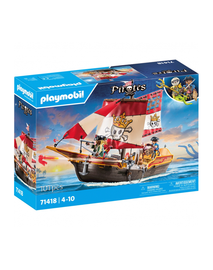 PLAYMOBIL 71418 Pirates Small Pirate Ship, Construction Toy główny