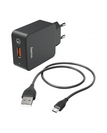 Hama Charger Qc3.0 + Micro-Usb-Cable, 1,5M, Black