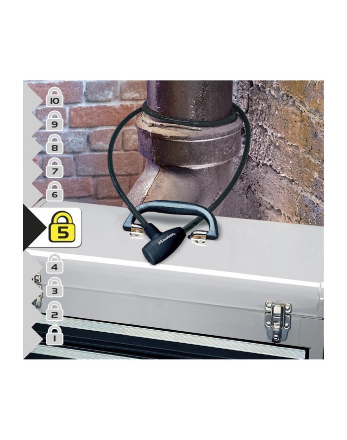 Master Lock 8154 Eurd Zapięcie Z Zamkiem Na Klucz Kabel 1,8m Czarne główny