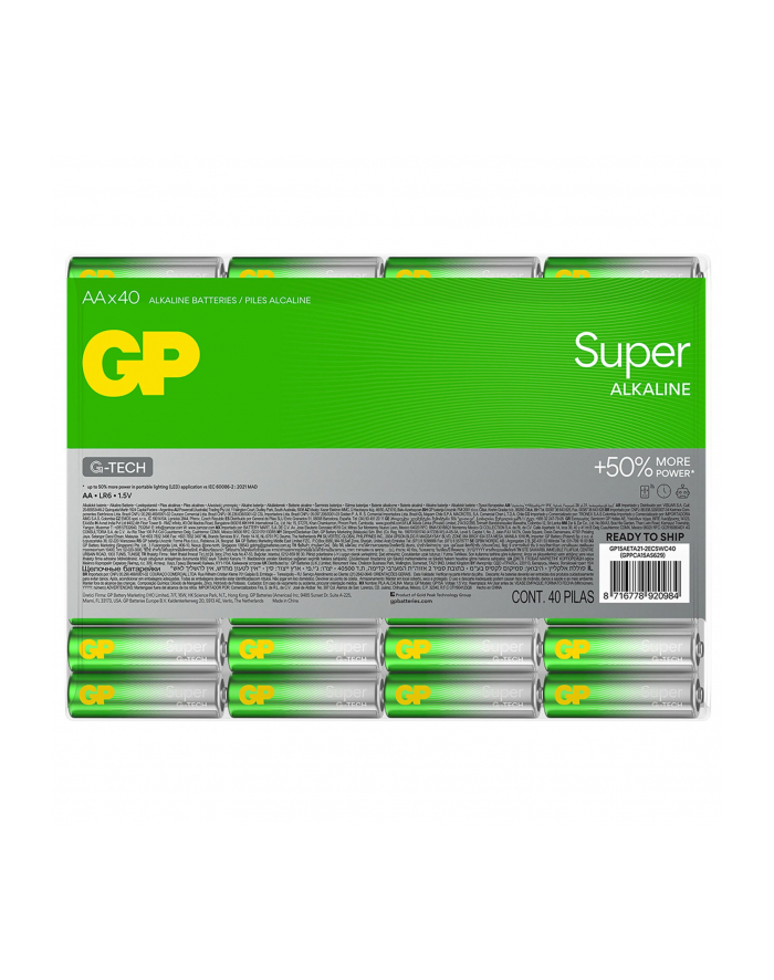 Gp Batteries Baterie Aa Super 030E15As40 2 15 V Alkaliczno Manganowe 40 Szt główny