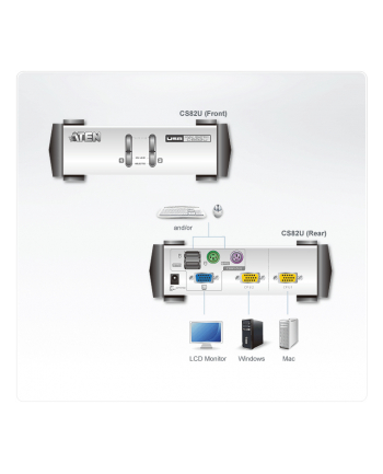 ATEN KVM 2/1 CS-82U USB/PS2 Master Desktop CS-82U nr 2