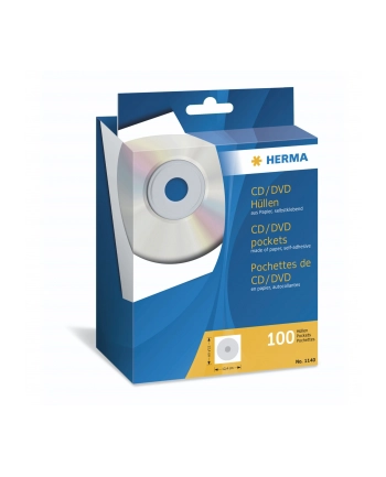 Herma koszulki na CD/DVD 124x124 biale 100szt. samoprzylepne 1140 nr 2