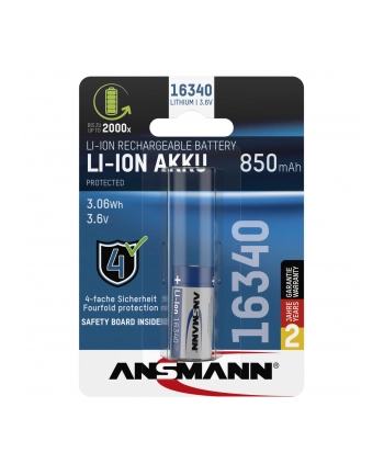 Ansmann 16340 Li-Ion Akku 850mAh 3,6V Standard Version  1300-0017 nr 1