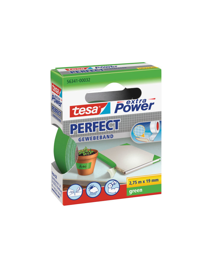 Tesa Gewebekleb. 2,75m x 19mm extra Power grün Perfekt 56341 główny
