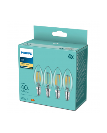 Philips LED Lamp E14 4-Pack 40W 2700K Filament candle