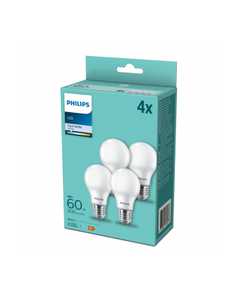 Philips LED Lamp E27 4-Pack 60W 4000K