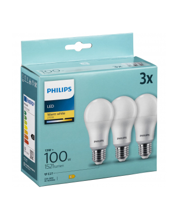 Philips LED Lamp E27 3-Pack 100W 2700K