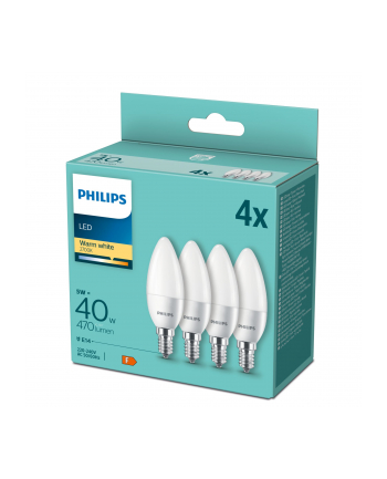 Philips LED Lamp E14 4-pack candle     40W 2700K