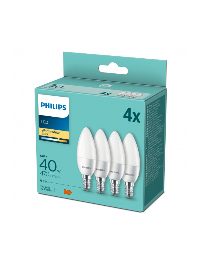 Philips LED Lamp E14 4-pack candle     40W 2700K główny