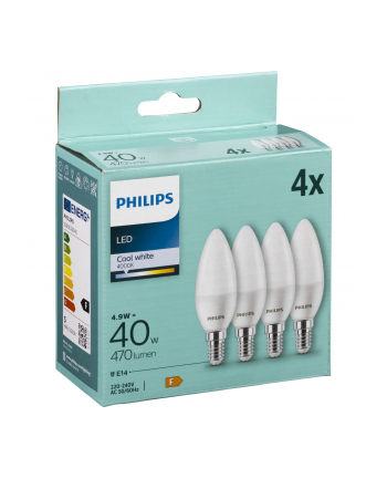 Philips LED Lamp E14 4-Pack candle     40W 4000K