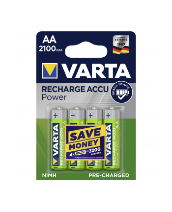 10x4 Varta Rechargeable Accu NiMh 2100 mAh Mignon PU kart. w.