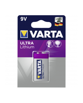 10x1 Varta Ultra Lithium 9V-Block 6 LR 61 PU karton wewn.