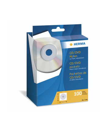 Herma koszulki na CD/DVD 124x124 biale 100szt. samoprzylepne 1140 nr 2