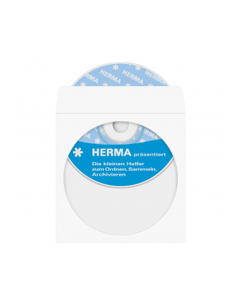 Herma koszulki na CD/DVD 124x124 biale 100szt. samoprzylepne 1140 nr 1