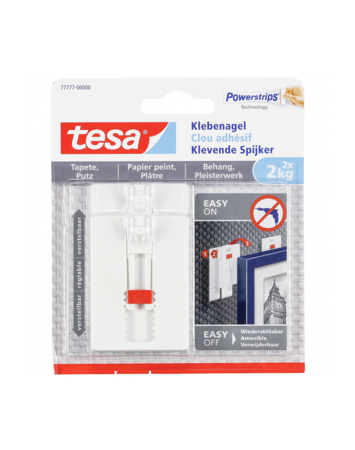 1x2 Tesa regulowany gwózdz samo- przylepny do tapet i tynków 2 kg główny