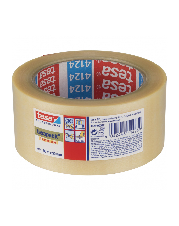 Tesa Carton Seal. Tape 66m x50mm PVC transparent 04124 główny