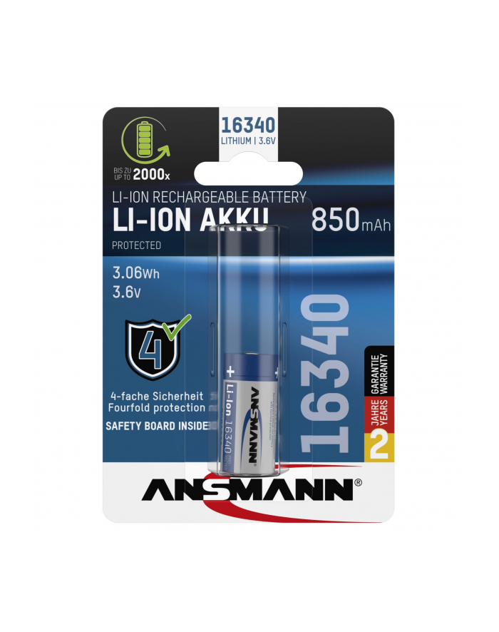 Ansmann 16340 Li-Ion Akku 850mAh 3,6V Standard Version  1300-0017 główny