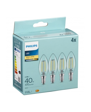 Philips LED Lamp E14 4-Pack 40W 2700K Filament candle nr 2