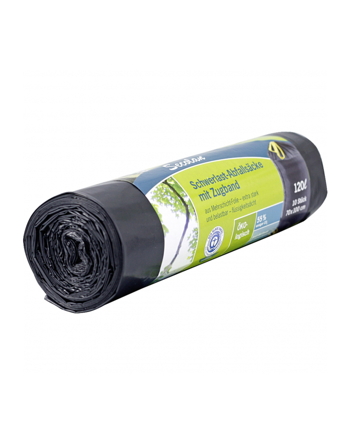 1x10 Secolan Duty Heavy Garbage Bags, drawstring 120 l grey/sw główny