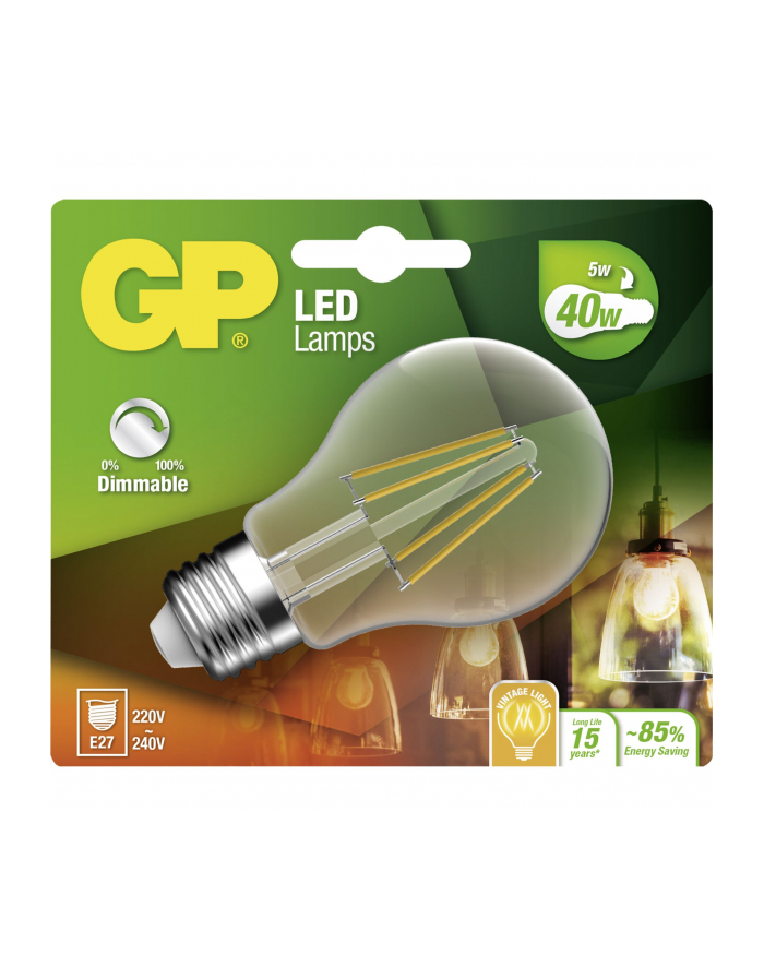 gp batteries GP Lighting Filament Classic E27 5W (40W) sciemn. 470 lm GP078210 główny