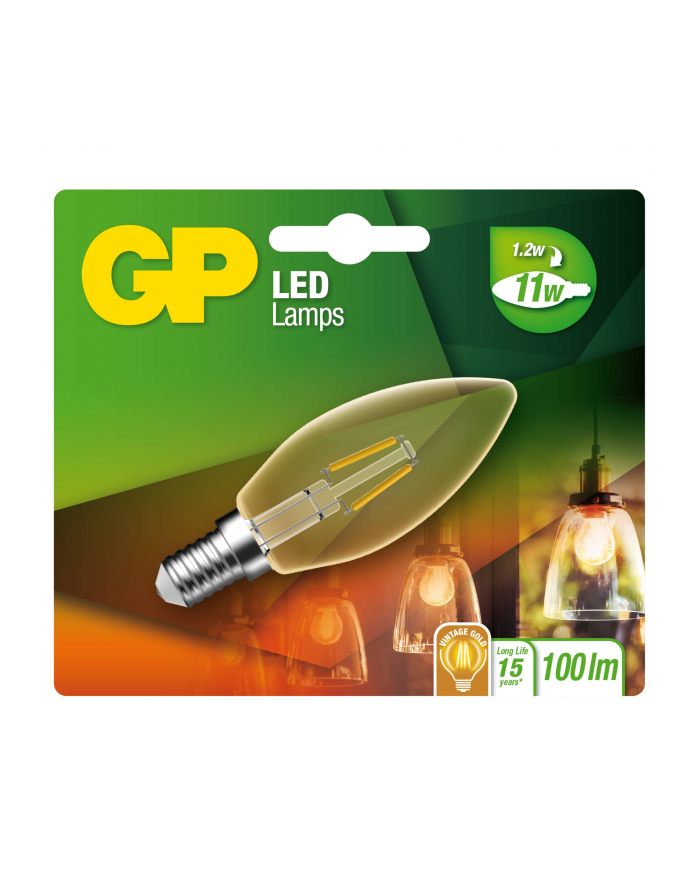 gp batteries GP Lighting LED swieca zlota E14 2W (11W), filament GP 080565 główny