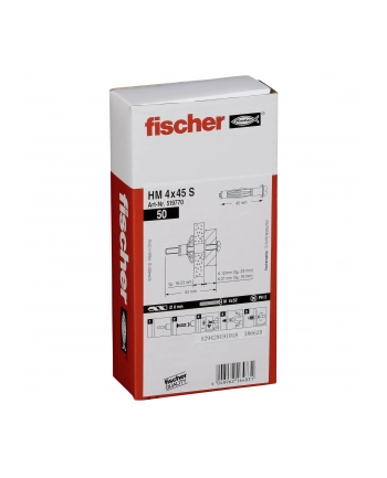Fischer kolki metalowe do mat. z pustymi przest. HM 4x45 S 50szt. nr 1