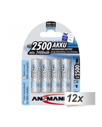 12x4 Ansmann maxE NiMH aku. 2500 Mignon AA 2400 mAh