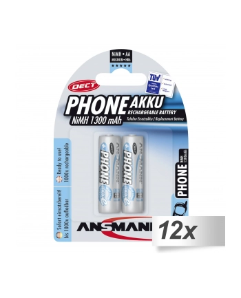 12x2 Ansmann maxE NiMH akumulat. Mignon AA 1300 mAh D-ECT PHONE nr 1