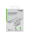 Belkin Dual USB-A ladowarka, 24W z kablem Lightning 1m, bialy - nr 2
