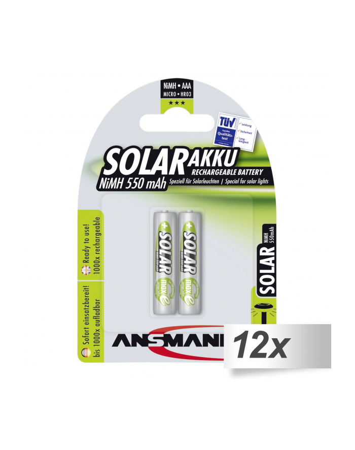 12x2 Ansmann maxE NiMH akumulat. Micro AAA 550 mAh SOLAR główny