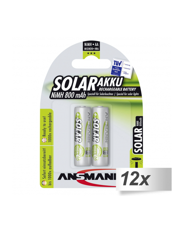 12x2 Ansmann maxE NiMH akumulat. Mignon AA 800 mAh SOLAR  5035513 główny