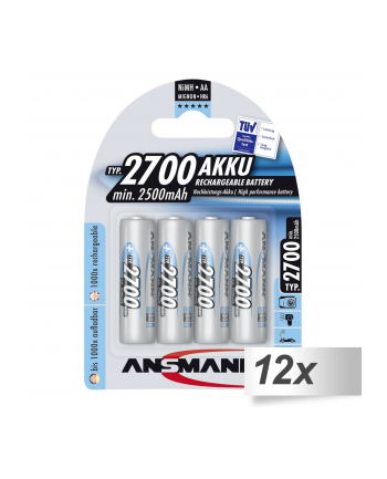 12x4 Ansmann akumulator 2700 Mignon AA 2500 mAh