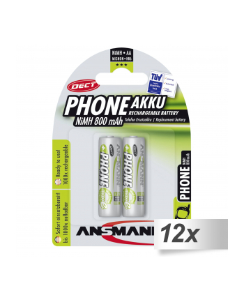 12x2 Ansmann maxE NiMH akumulat. Mignon AA 800 mAh D-ECT Phone