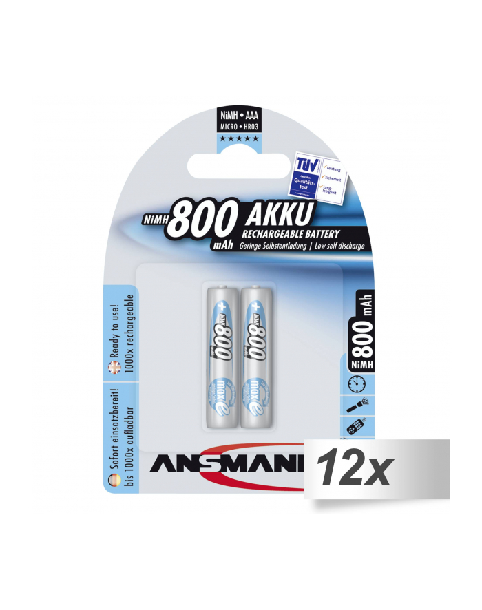 12x2 Ansmann maxE NiMH akumulat. Micro AAA 800 mAh główny