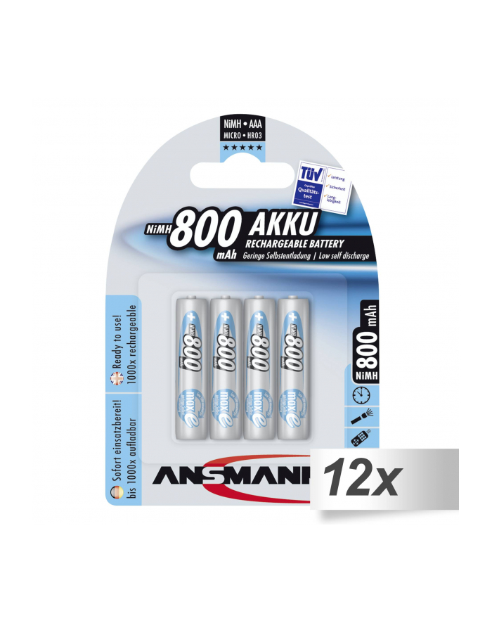 12x4 Ansmann maxE NiMH akumulat. Micro AAA 800 mAh główny