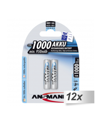 12x2 Ansmann NiMH akumulat. 1000 Micro AAA 950 mAh